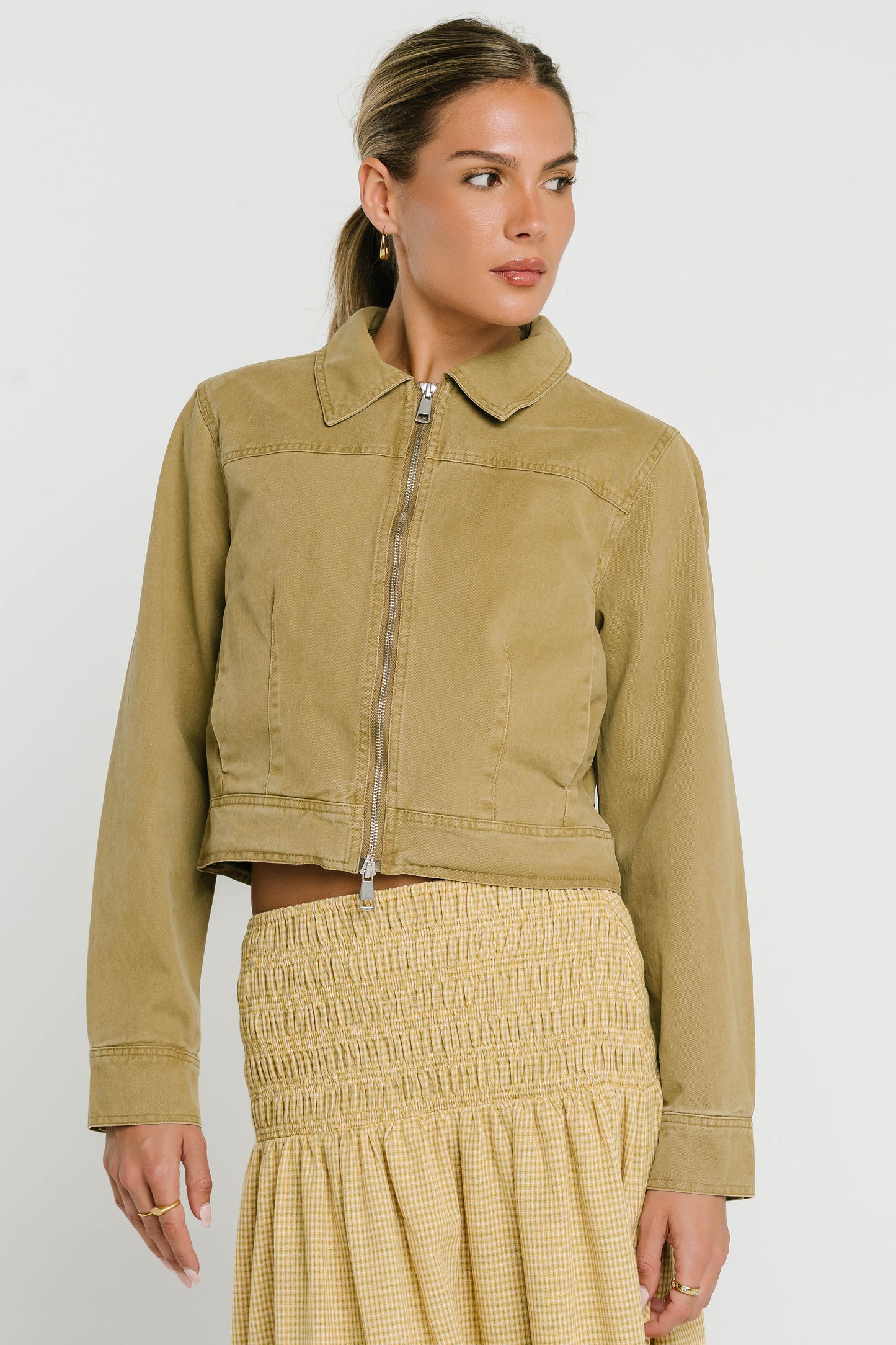 Vestria Ryder Washed Denim Cropped Jacket
