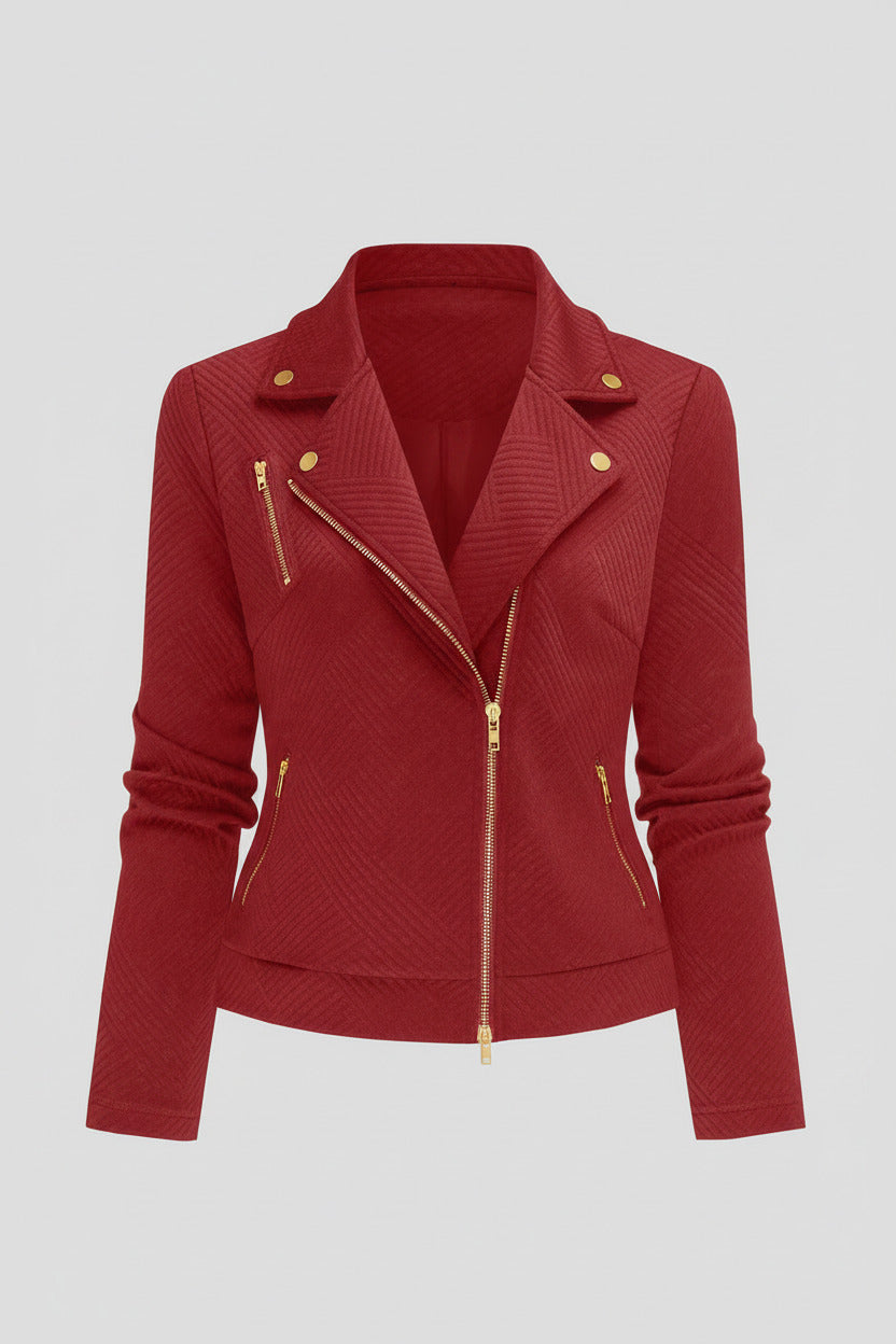 Red jacket with zippers on a white background
