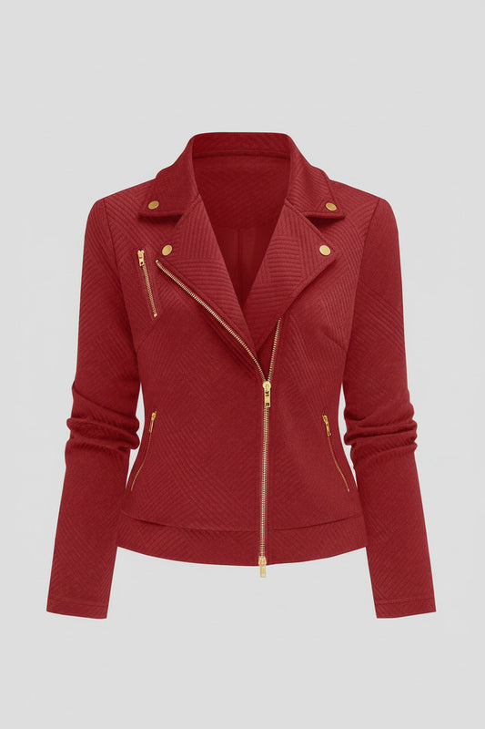 Red jacket with zippers on a white background