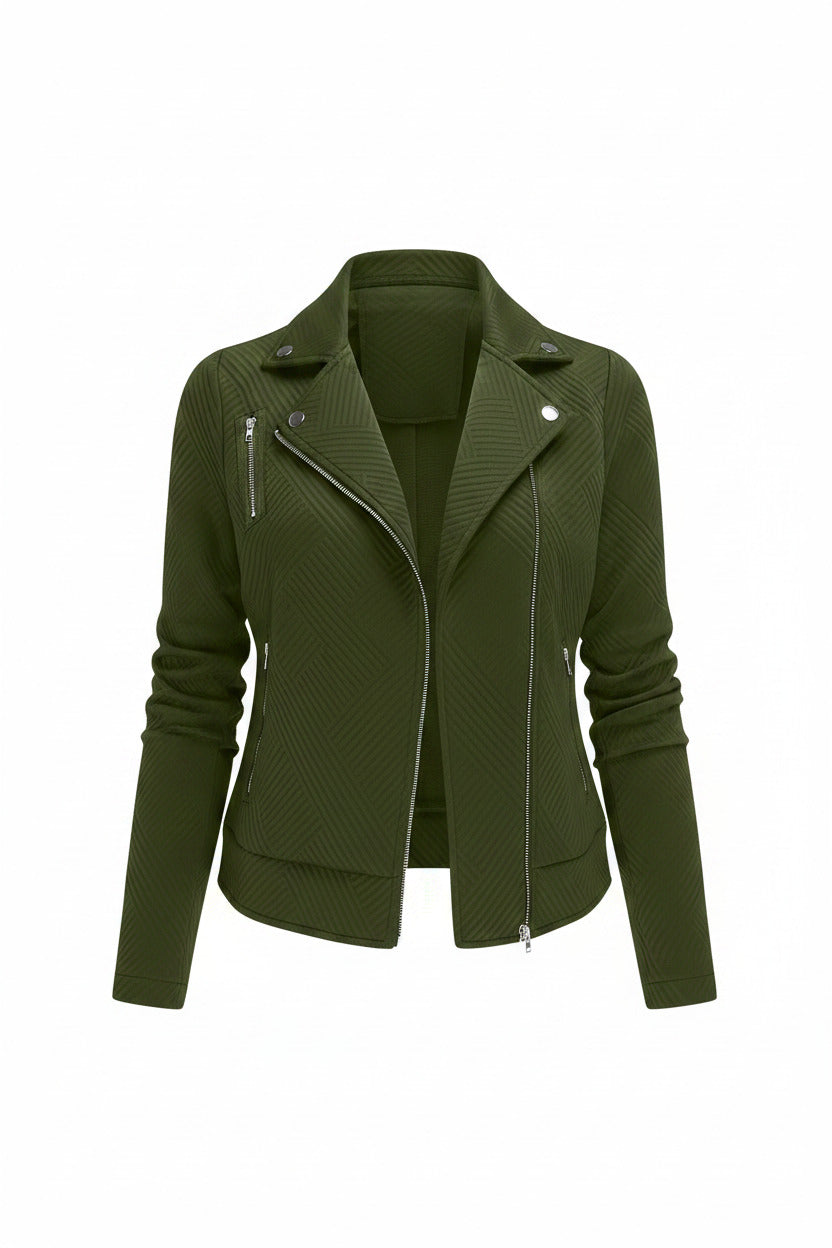 Green jacket with a zipper on a white background